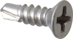 Value Collection - #6, Flat Head, Phillips Drive, 1/2" OAL, #2 Point, Self Drilling Screw - Grade 410 Stainless Steel - USA Tool & Supply