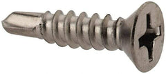 Value Collection - #6, Flat Head, Phillips Drive, 5/8" OAL, #2 Point, Self Drilling Screw - Grade 410 Stainless Steel - USA Tool & Supply
