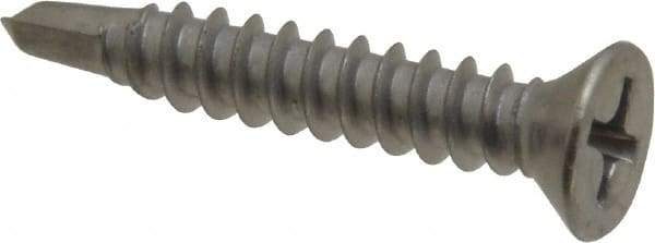Value Collection - #8, Flat Head, Phillips Drive, 1" OAL, #2 Point, Self Drilling Screw - Grade 410 Stainless Steel - USA Tool & Supply