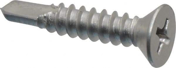 Value Collection - #10, Flat Head, Phillips Drive, 1" OAL, #3 Point, Self Drilling Screw - Grade 410 Stainless Steel - USA Tool & Supply