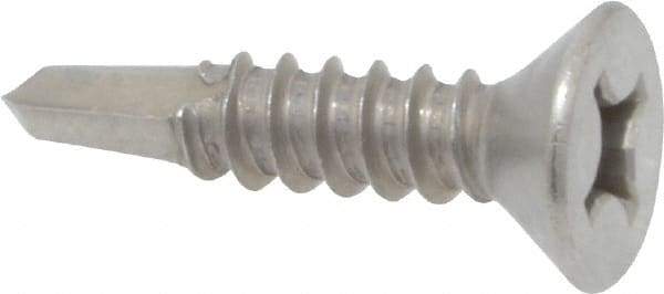 Value Collection - #12, Flat Head, Phillips Drive, 1" OAL, #3 Point, Self Drilling Screw - Grade 410 Stainless Steel - USA Tool & Supply