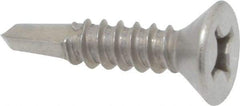 Value Collection - #12, Flat Head, Phillips Drive, 1" OAL, #3 Point, Self Drilling Screw - Grade 410 Stainless Steel - USA Tool & Supply