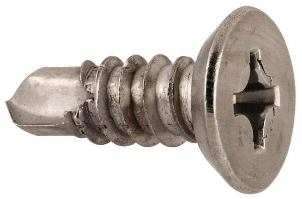 Value Collection - #14, Flat Head, Phillips Drive, 3/4" OAL, #3 Point, Self Drilling Screw - Grade 410 Stainless Steel - USA Tool & Supply