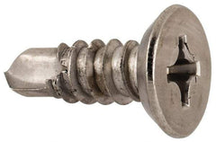 Value Collection - #14, Flat Head, Phillips Drive, 3/4" OAL, #3 Point, Self Drilling Screw - Grade 410 Stainless Steel - USA Tool & Supply