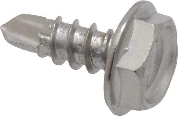 Value Collection - #6, Hex Washer Head, Hex Drive, 3/8" Length Under Head, #2 Point, Self Drilling Screw - Grade 410 Stainless Steel - USA Tool & Supply