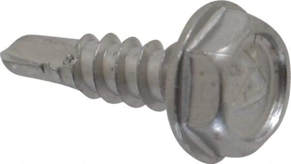 Value Collection - #6, Hex Washer Head, Hex Drive, 1/2" Length Under Head, #2 Point, Self Drilling Screw - Grade 410 Stainless Steel - USA Tool & Supply