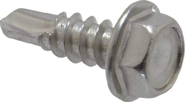 Value Collection - #8, Hex Washer Head, Hex Drive, 1/2" Length Under Head, #2 Point, Self Drilling Screw - Grade 410 Stainless Steel - USA Tool & Supply