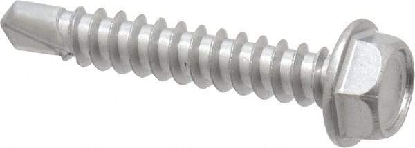 Value Collection - #8, Hex Washer Head, Hex Drive, 1" Length Under Head, #2 Point, Self Drilling Screw - Grade 410 Stainless Steel - USA Tool & Supply