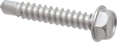 Value Collection - #8, Hex Washer Head, Hex Drive, 1" Length Under Head, #2 Point, Self Drilling Screw - Grade 410 Stainless Steel - USA Tool & Supply