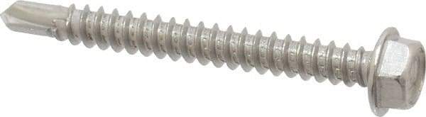 Value Collection - #8, Hex Washer Head, Hex Drive, 1-1/2" Length Under Head, #2 Point, Self Drilling Screw - Grade 410 Stainless Steel - USA Tool & Supply