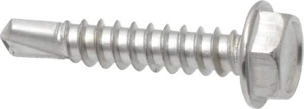 Value Collection - #10, Hex Washer Head, Hex Drive, 1" Length Under Head, #3 Point, Self Drilling Screw - Grade 410 Stainless Steel - USA Tool & Supply