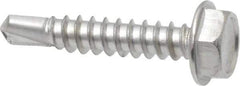 Value Collection - #10, Hex Washer Head, Hex Drive, 1" Length Under Head, #3 Point, Self Drilling Screw - Grade 410 Stainless Steel - USA Tool & Supply