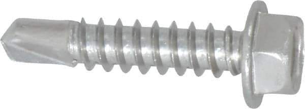 Value Collection - #12, Hex Washer Head, Hex Drive, 1" Length Under Head, #3 Point, Self Drilling Screw - Grade 410 Stainless Steel - USA Tool & Supply