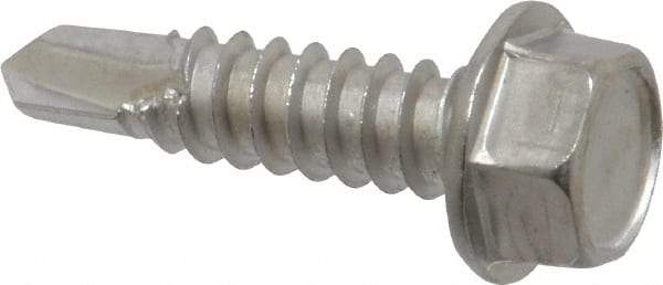 Value Collection - #14, Hex Washer Head, Hex Drive, 1" Length Under Head, #3 Point, Self Drilling Screw - Grade 410 Stainless Steel - USA Tool & Supply