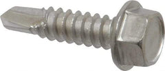Value Collection - #14, Hex Washer Head, Hex Drive, 1" Length Under Head, #3 Point, Self Drilling Screw - Grade 410 Stainless Steel - USA Tool & Supply