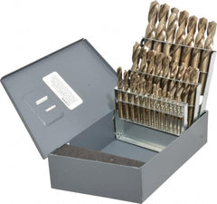 Hertel - 1/16 to 1/2", 135° Point, Bright Finish, Cobalt Screw Machine Length Drill Bit Set - USA Tool & Supply