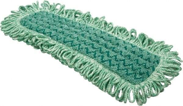 Rubbermaid - 20.7" Long x 5.7" Wide Microfiber Dust Mop Pad - Hook & Loop, Green, Fringed Head - USA Tool & Supply