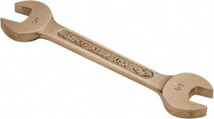 Ampco - 5/8" x 3/4" Nonsparking Open End Wrench - 6-7/8" OAL, Double End, Plain Finish, 15° Head Angle - USA Tool & Supply