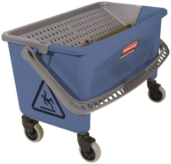 Rubbermaid - 40 Qt Plastic Bucket & Wringer - 14.7" Long x 16.2" High x 26.2" Wide, Blue - USA Tool & Supply