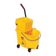 Rubbermaid - 26 Qt Plastic Bucket & Wringer - 18-5/8" Long x 16-3/4" High x 15-5/8" Wide, Yellow - USA Tool & Supply