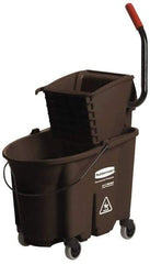 Rubbermaid - 35 Qt Plastic Bucket & Wringer - 20-1/8" Long x 36-1/2" High x 15-3/4" Wide, Brown - USA Tool & Supply