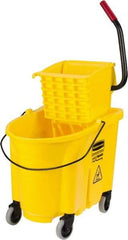 Rubbermaid - 35 Qt Plastic Bucket & Wringer - 20.1" Long x 17.4" High x 15.7" Wide, Yellow - USA Tool & Supply