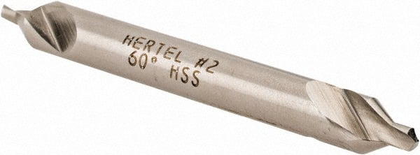 Hertel - #2 Plain Cut 60° Incl Angle High Speed Steel Combo Drill & Countersink - USA Tool & Supply