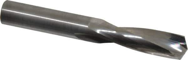 Hertel - 1/2" 135° Spiral Flute Solid Carbide Screw Machine Drill Bit - Bright Finish, Right Hand Cut, 2-1/4" Flute Length, 3-3/4" OAL, Split Point, Straight Shank - USA Tool & Supply