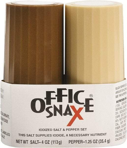 Office Snax - Salt and Pepper Shaker Set - 4 Ounce Salt and 1.5 Ounce Pepper - USA Tool & Supply