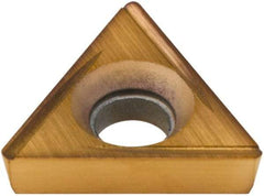 Hertel - TPCG221 Grade HP520B Carbide Boring Insert - TiN Finish, 60° Triangle, 11° Relief Angle, 1/4" Inscr Circle, 3/32" Thick, 1/64" Corner Radius - USA Tool & Supply