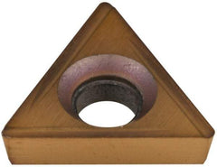 Hertel - TPCG221 Grade HP520B Carbide Boring Insert - TiN Finish, 60° Triangle, 11° Relief Angle, 1/4" Inscr Circle, 3/32" Thick, 1/64" Corner Radius - USA Tool & Supply