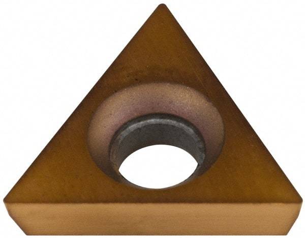 Hertel - TPCB220.5 Grade HP520B Carbide Boring Insert - TiN Finish, 60° Triangle, 11° Relief Angle, 1/4" Inscr Circle, 3/32" Thick, 0.007" Corner Radius - USA Tool & Supply