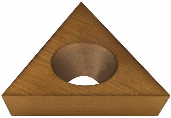 Hertel - TD6P01 Grade HP520B Carbide Boring Insert - TiN Finish, 60° Triangle, 11° Relief Angle, 3/8" Inscr Circle, 1/8" Thick, 0.002" Corner Radius - USA Tool & Supply
