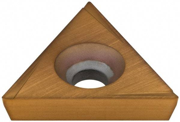 Hertel - TPCG320.5 Grade HP520B Carbide Boring Insert - TiN Finish, 60° Triangle, 11° Relief Angle, 3/8" Inscr Circle, 1/8" Thick, 0.007" Corner Radius - USA Tool & Supply