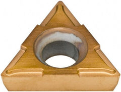 Hertel - TPCH221 Grade HP520B Carbide Boring Insert - TiN Finish, 60° Triangle, 11° Relief Angle, 1/4" Inscr Circle, 3/32" Thick, 1/64" Corner Radius - USA Tool & Supply