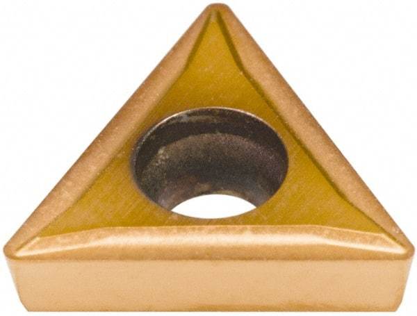 Hertel - TPMT21.51 GP Grade HP520B Carbide Boring Insert - TiN Finish, 60° Triangle, 11° Relief Angle, 1/4" Inscr Circle, 3/32" Thick, 1/64" Corner Radius - USA Tool & Supply