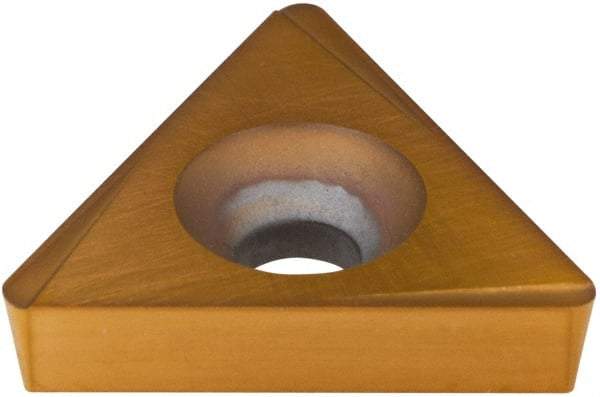 Hertel - TPCG322 Grade HP520B Carbide Boring Insert - TiN Finish, 60° Triangle, 11° Relief Angle, 3/8" Inscr Circle, 1/8" Thick, 1/32" Corner Radius - USA Tool & Supply