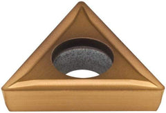 Hertel - TPMT321 GP Grade HP520B Carbide Boring Insert - TiN Finish, 60° Triangle, 11° Relief Angle, 3/8" Inscr Circle, 1/8" Thick, 1/64" Corner Radius - USA Tool & Supply