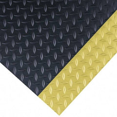 Wearwell - 75 Ft. Long x 3 Ft. Wide x 1/4 Inch Thick, Vinyl, Diamond Plate Surface Switchboard Matting - 30,000 V Max Dielectric Strength, 17,000 V Max Recommended Use, Black with Yellow Borders - USA Tool & Supply