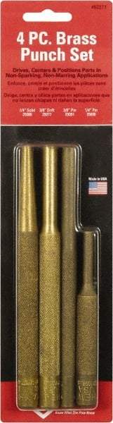 Mayhew - 4 Piece Drift, Pin, Starter Punch Set - 1/4 to 3/8" Round Shank, Comes in Pouch - USA Tool & Supply