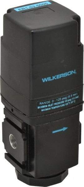 Wilkerson - 1/4 NPT Port, 165 CFM, Aluminum Electronic Regulator - 0 to 125 psi Range, 150 Max psi Supply Pressure, 2.35" Wide x 6.31" High - USA Tool & Supply