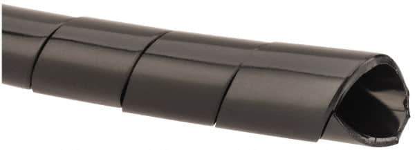 Made in USA - 0.396" ID, Black MDPE Wire & Hose Harness Cable Sleeve - 100' Coil Length, Medium Density, 3/8 to 4" Bundle Diam, 1/2" Hose Capacity, 55 Shore D - USA Tool & Supply