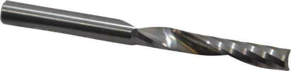 Onsrud - 1/4" Cutting Diam x 1-1/2" Length of Cut, 1 Flute, Upcut Spiral Router Bit - Uncoated, Right Hand Cut, Solid Carbide, 3" OAL x 1/4" Shank Diam, Single Edge, 21° Helix Angle - USA Tool & Supply