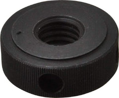 Gibraltar - 1/2-13" UNC Thread, Black Oxide Finish, Steel Round Knurled Check Nut - 7/16" Overall Height, 1-1/4" Head Diam, 1" Base Diam - USA Tool & Supply