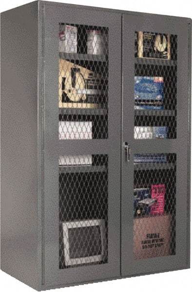 Durham - 4 Shelf Visible Storage Cabinet - Steel, 36" Wide x 18" Deep x 72" High, Gray - USA Tool & Supply