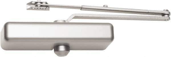 Falcon - 48" Door Width, Light-Medium-Duty ADA Compliant Manual Damper - Aluminum Finish - USA Tool & Supply