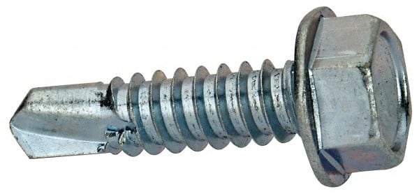 Value Collection - 5/16", Hex Washer Head, Hex Drive, 1-1/4" Length Under Head, #3 Point, Self Drilling Screw - Grade 1016-1024 Steel, Zinc-Plated Finish - USA Tool & Supply