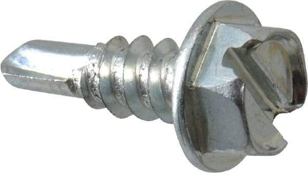 Value Collection - #8, Hex Washer Head, Slotted Drive, 1/2" Length Under Head, #2 Point, Self Drilling Screw - Grade 1016-1024 Steel, Zinc-Plated Finish - USA Tool & Supply