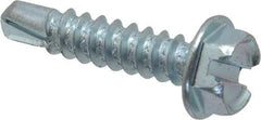 Value Collection - #8, Hex Washer Head, Slotted Drive, 3/4" Length Under Head, #2 Point, Self Drilling Screw - Grade 1016-1024 Steel, Zinc-Plated Finish - USA Tool & Supply