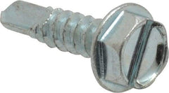Value Collection - #10, Hex Washer Head, Slotted Drive, 3/4" Length Under Head, #3 Point, Self Drilling Screw - Grade 1016-1024 Steel, Zinc-Plated Finish - USA Tool & Supply